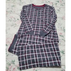 Nautica Women's Textured Stretch Microfleece 2-Piece Pajamas Set, Med, Grey